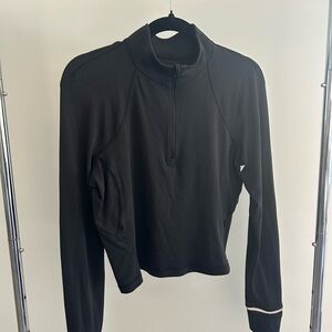 Black Long Sleeve Cropped Quarter-Zip Top